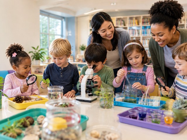 Children working together on a hands-on science activity.